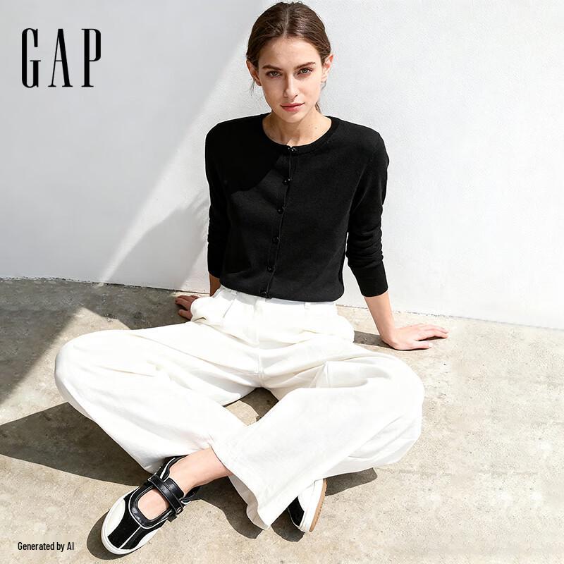 

Gap Women s 2025 Fall Cotton Round Neck Knit Cardigan Sweater (Model 443176) M