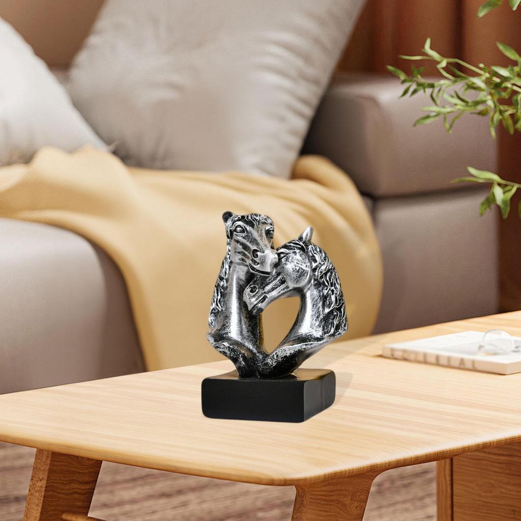 Double Horse Head Figurine Chinese Year Decoration Artwork Collection Creative Desktop Ornament