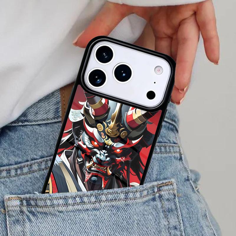 Samurai Oni Mask Phone Case for iPhone 17ProMax 12 13 14 15 16e 17 Pro Max Plus Air Cover
