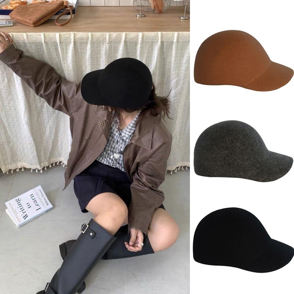 2026 Women's Pure Wool Equestrian Fedora Hat Winter Wool Felt Classic Short Brim Service Hats Outdoor British Leisure Visors Cap