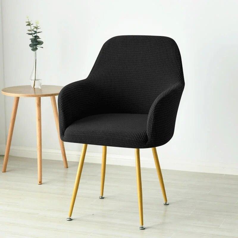 1Pc Solid Color Polar Fleece Dining Chair Covers Elastic High Arm Armchair Cover Removable Stretch Office Seat Slipcover Home