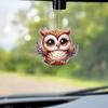 Acrylic Cartoon Playful Owl Pendant For Car Decoration And Cute Interior Accessories