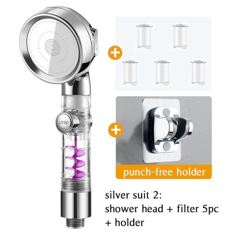 3-funkční filtrační sprchová hlavice s tlačítkem Stop Magic Waterline Vysokotlaká koupelnová ruční sprchová tryska