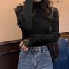 Semi-turtleneck lace bottoming shirt women's autumn and winter new knitted sweater with foreign style design slim top