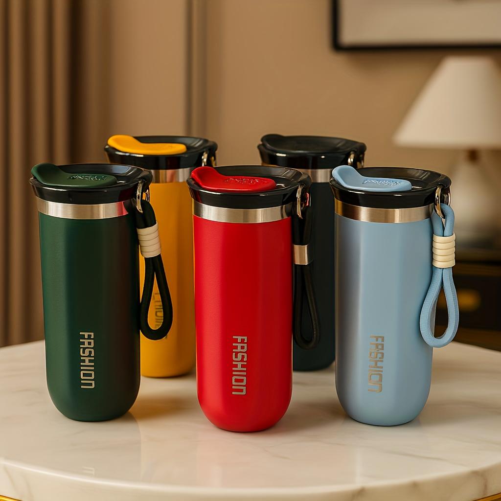 Stainless Steel Thermos Coffee Cup with Rope Vacuum Insulation Cold Preservation Travel Water Cup Can Hold Coffee Tea Iced Water