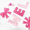 Pink Bow Baby Shower Decorations Pre-Strung Handmade Felt Welcome Baby Sign with Wool Felt Ball Banner for Welcome Home It's a Girl Coquette Baby