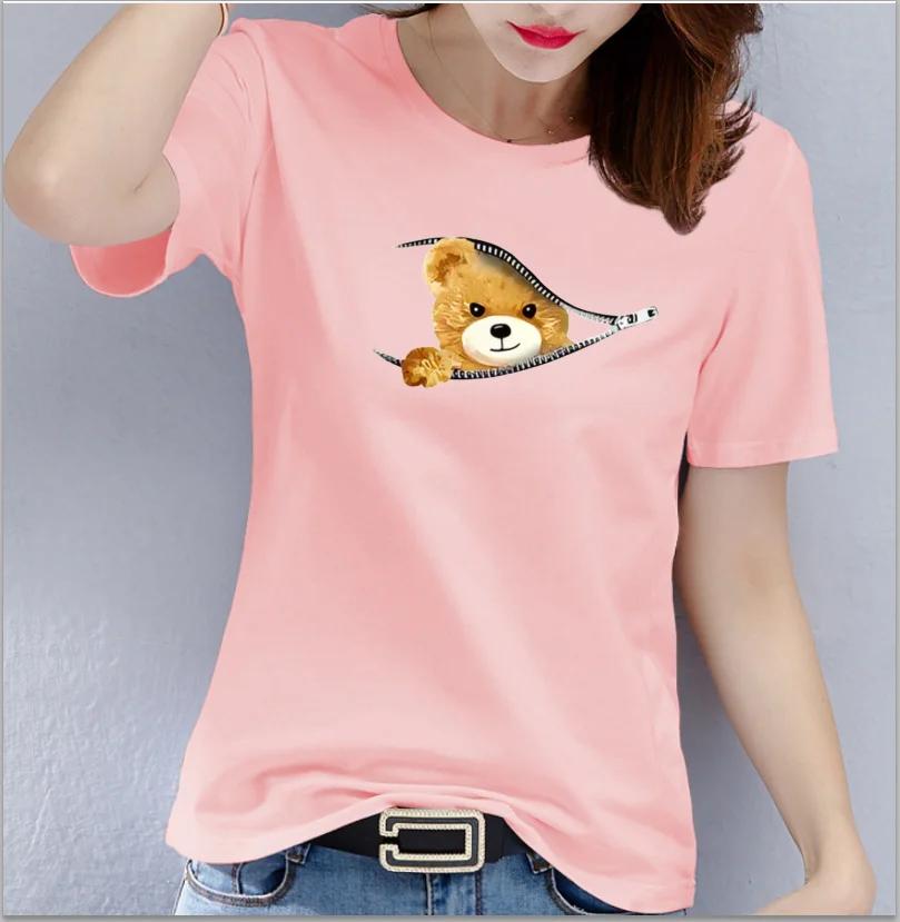 Bear Graphic Print Tshirt Teddy Bear Short Sleeve Crew Neck Casual Top  Womens Clothing Oversized  T Shirt Tops  Harajuku