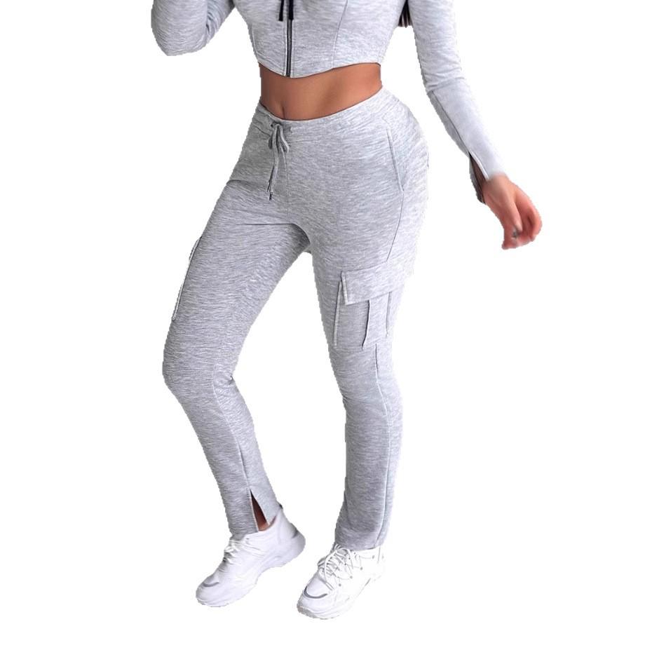 2025 Multi-Season Casual Sports Pants with Drawstring and Slit Pockets