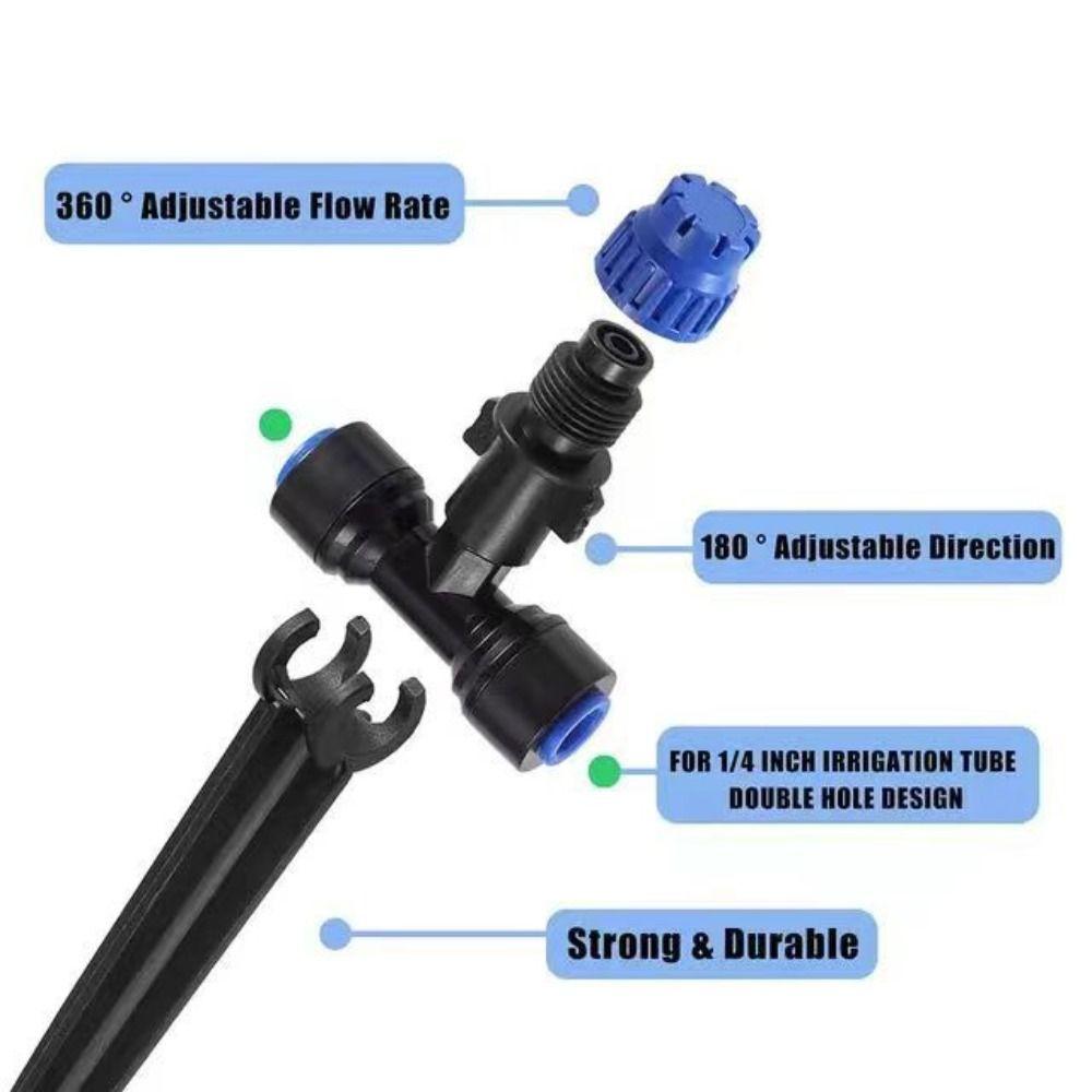 360° 360° Atomize Dripper Adjustable 1/4" Quick Connector Micro Drip Irrigation System with Bracket Atomize Spray