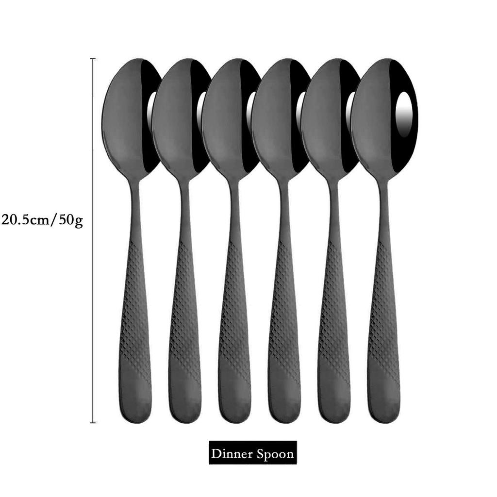 Luxury Black Flatware Cutlery Set Stainless Steel Silverware Dinnerware Set Mirror Dinner Fork Knife Coffee Spoon Tableware Set