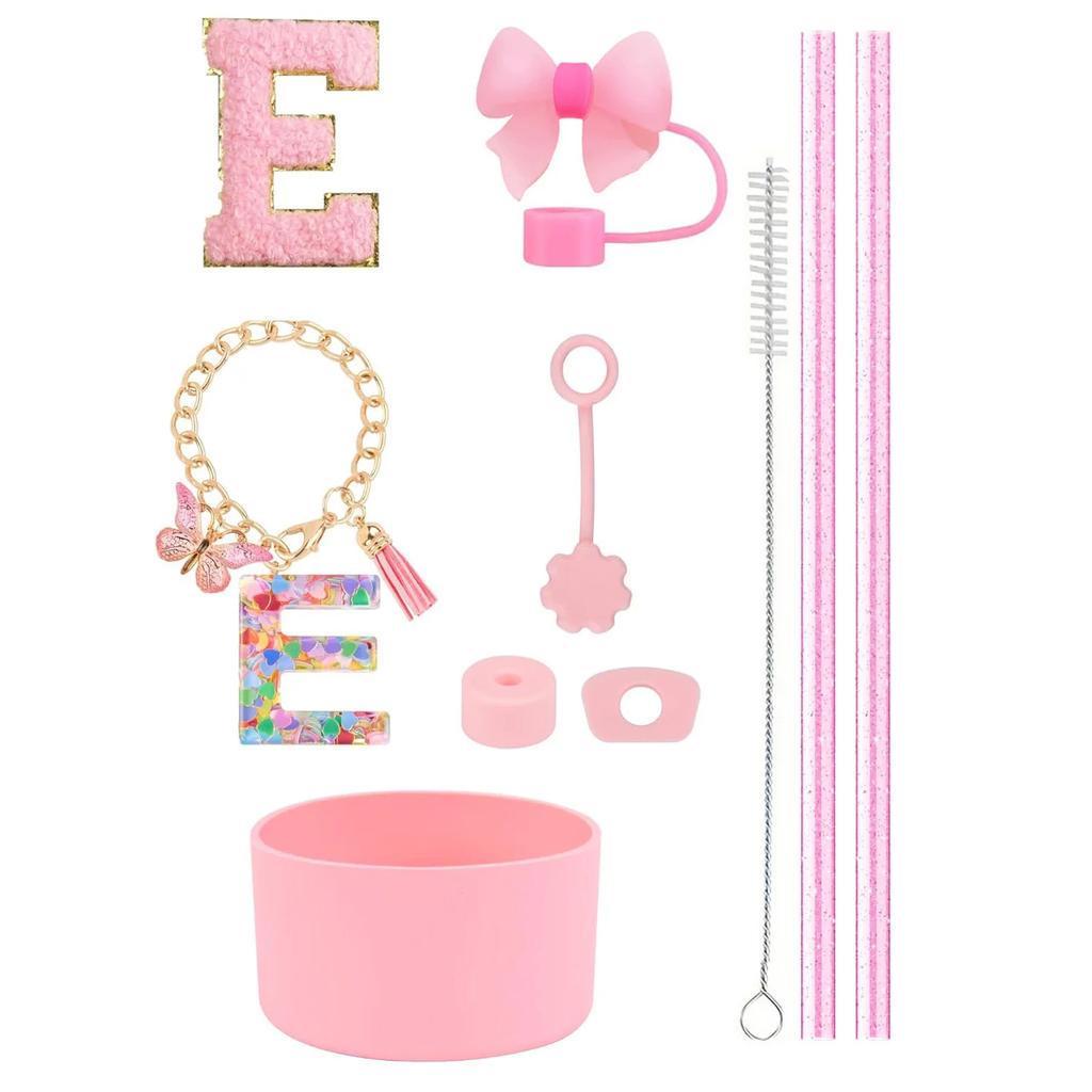 10pcs Cup Accessories Set for Stanley 30oz 40oz Tumbler Straw Cover Cap Boot Spill Proof Stopper Letter Keychain Charm Sticker
