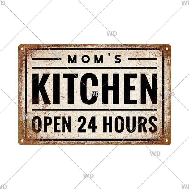Retro Plåtskylt Köksregler Mat Järnmålning Väggkonst Metall Vintage Plakett Metallaffischer för Hus Hem Matsal Dekor