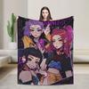 KPop Demon Hunters Korean Girls Plush Blanket Kids  Flannel Throw Blanket For Bedroom Super Soft Custom Quality Bedspread