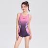 One-piece Boxer Swimsuit Female Sports Style Gradient Color Swimming Pool Hot Large Size Racing