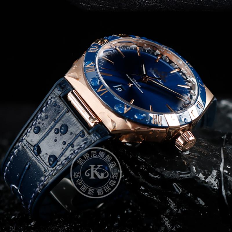 For Omega Constellation Manhattan Series Watch Strap Cowhide Crocodile Pattern Silicone Rubber Bottom Observatory Watchband