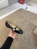 French Leather Rhinestone One-button Mary Jane Shoes Women's Ballet Flats Pearl Single Shoes Ladyshoes