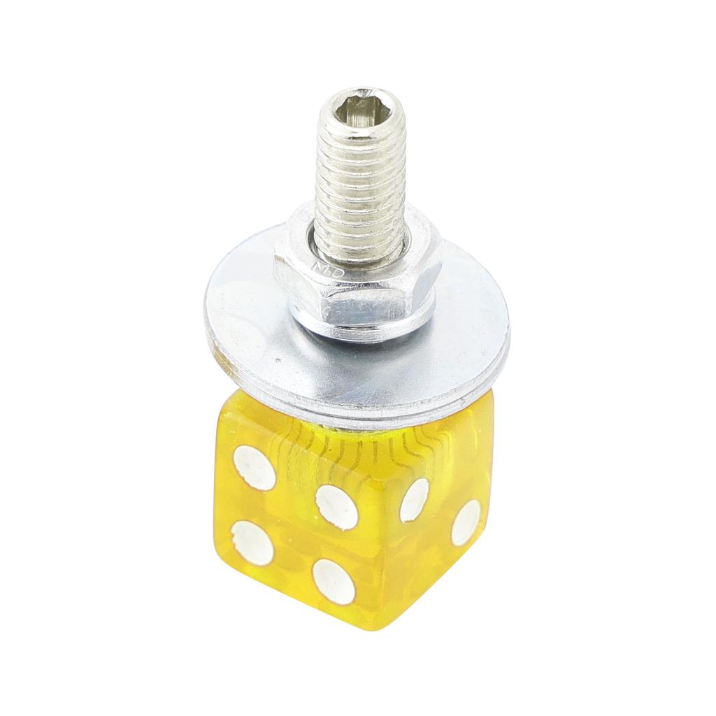 4x Custom DICE License Plate Bolt Screw Yellow Plastic Motorcycle Chopper Bobber