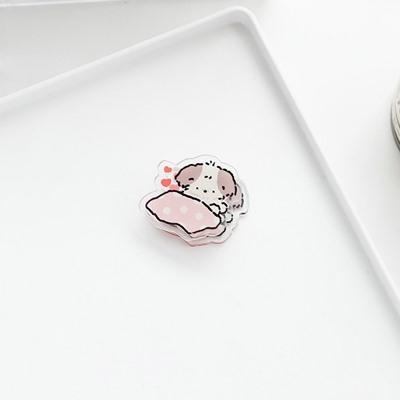 2PCS Mianmian Puppy Acrylic Clip Stationery Long Tail Clip Cute Line Wind Tail Clip Hand Tent Clip