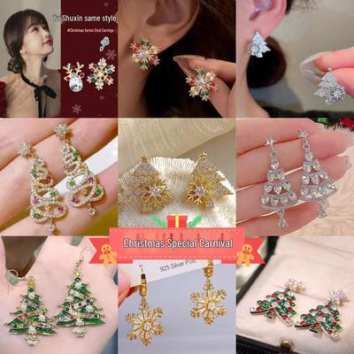Colorful Snowflake Earrings: Cute Christmas Studs for Women