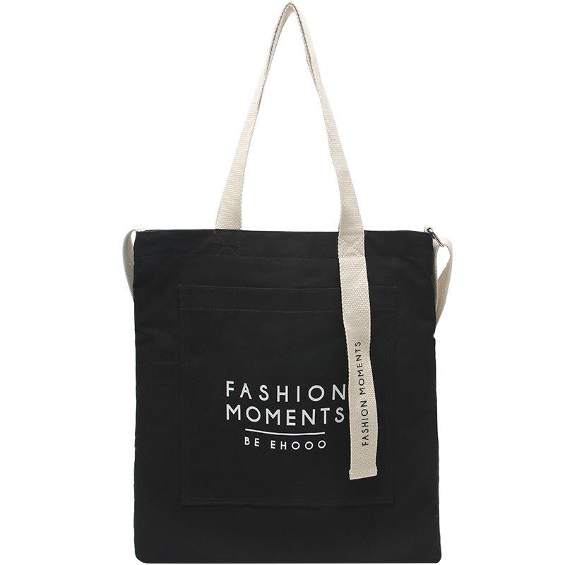 

Student canvas bag female Korean lazy style ins literary and leisure cloth bag large capacity shoulder bag tote bag чёрный