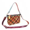 Vintage Genuine Leather Woven Handbag Women Crossbody Shoulder Bag Multicolor Medium Size