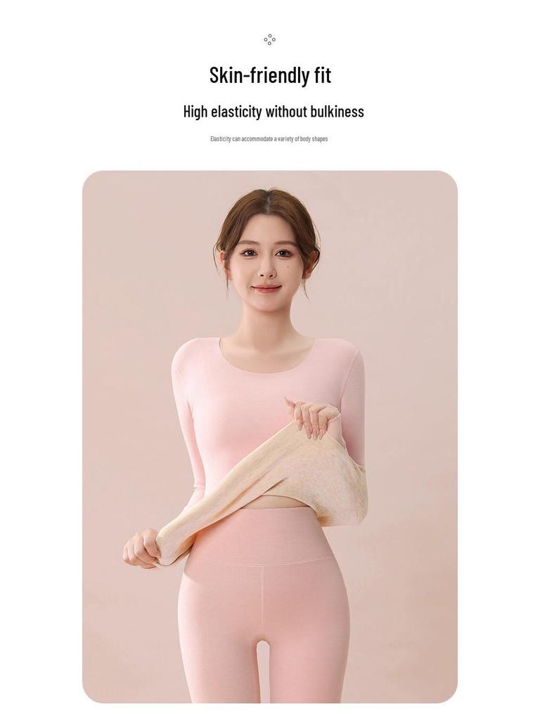 Women's German Cashmere Silk Thermal Underwear Suit - Self-Heating, Velvet-Lined for Autumn/Winter, 37°C Constant Temperature