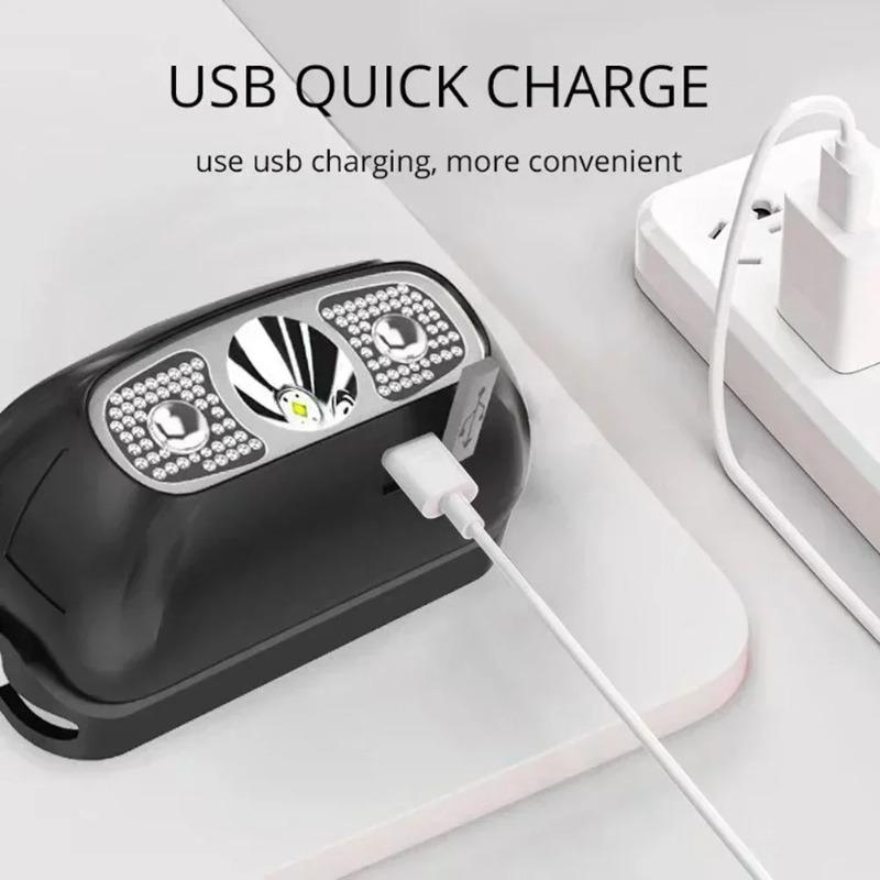 Mini LED Headlamp Built-in Battery USB Rechargeable Head Torch Outdoor Camping Fishing Head Flashlight Searchlight Headlight