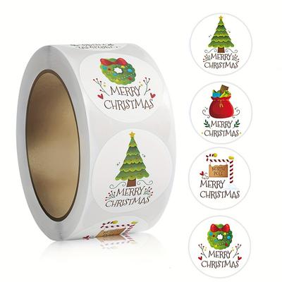 Vibrant Christmas Stickers 500pcs- Reusable Self-Adhesive Seals for Envelopes, Scrapbooking, Gift Wrap & Holiday Decor