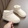 Clearance children's snow boots, boys' winter slip-on short boots, cotton shoes with plush lining, waterproof and thickened, girls' warm shoes