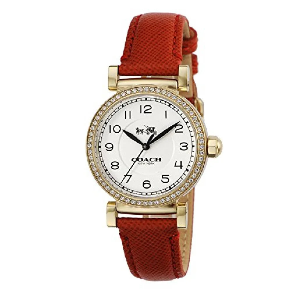 

Coach Madison White Dial Red Leather Strap Watch for Women - 14502400