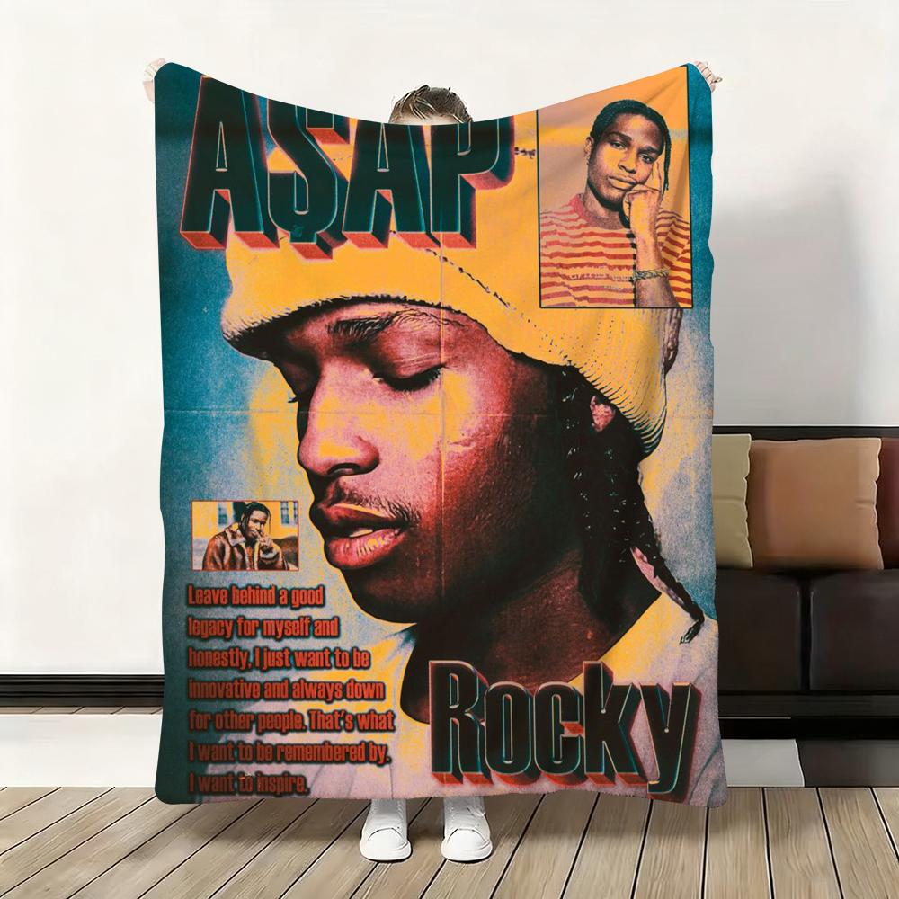A$Aps R-Rocky A-Asap Throw Flannel Fluffy Soft Blanket Warm Skin-Friendly Throw For Sofa Bed Office Nap Winter