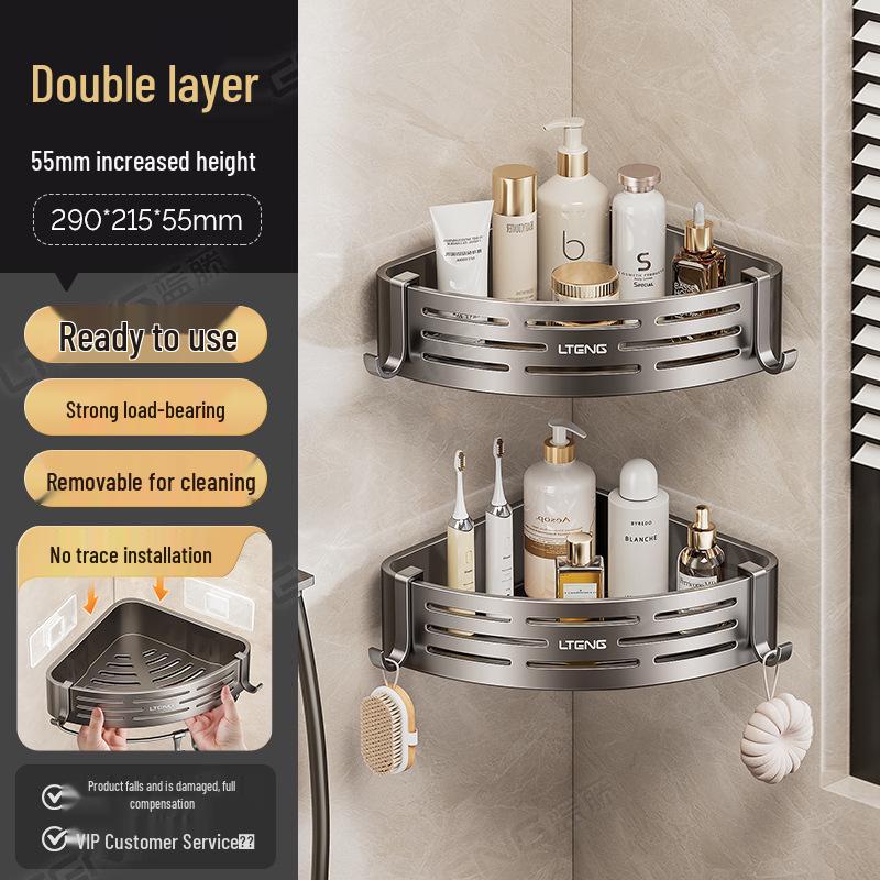 Punch-Free Traceless Wall-Mounted Bathroom Corner Shelf