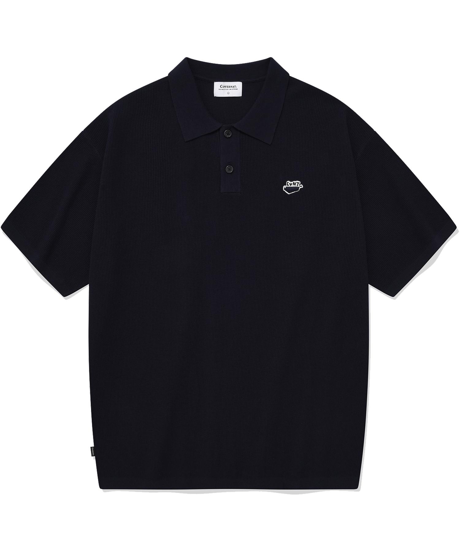 Covernat Whale Logo Collar Half Knit Navy Navy/M