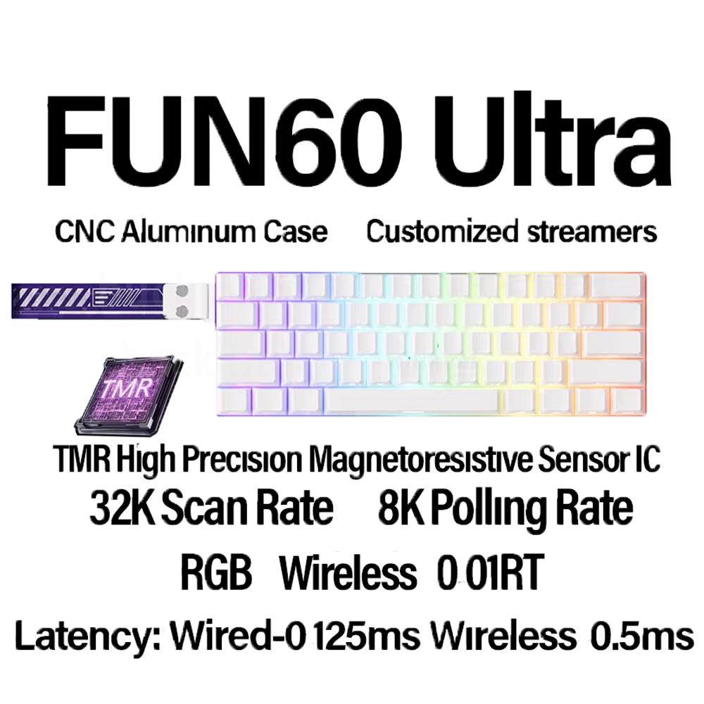 Monsgeek Fun60 Magnetic Switch Keyboard Tri Mode  Wireless Mechanical Keyboard Custom 8KHz RT0.01 Magnetic Keyboard PC Accessory