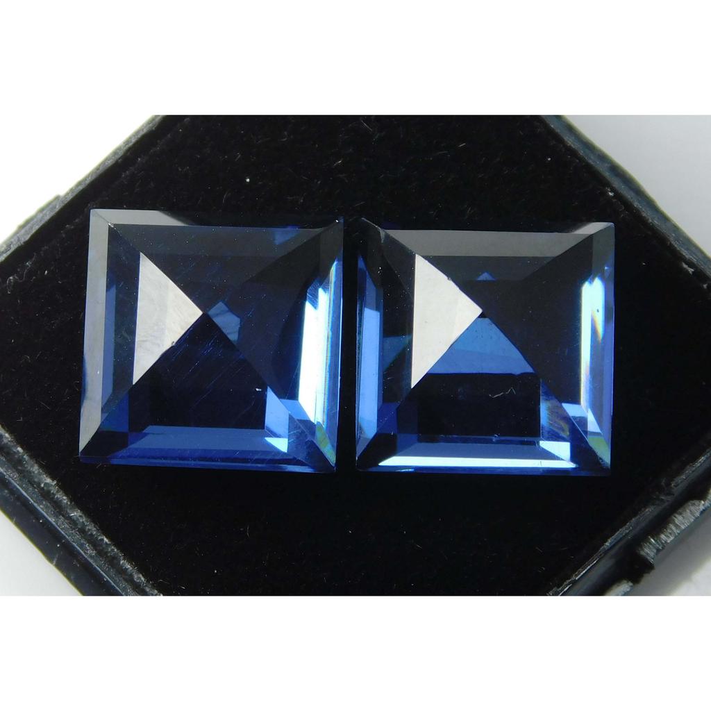Natural Blue Sapphire Loose Gemstone 20.50 ct Pair Square Shape September Birthday Birthstone
