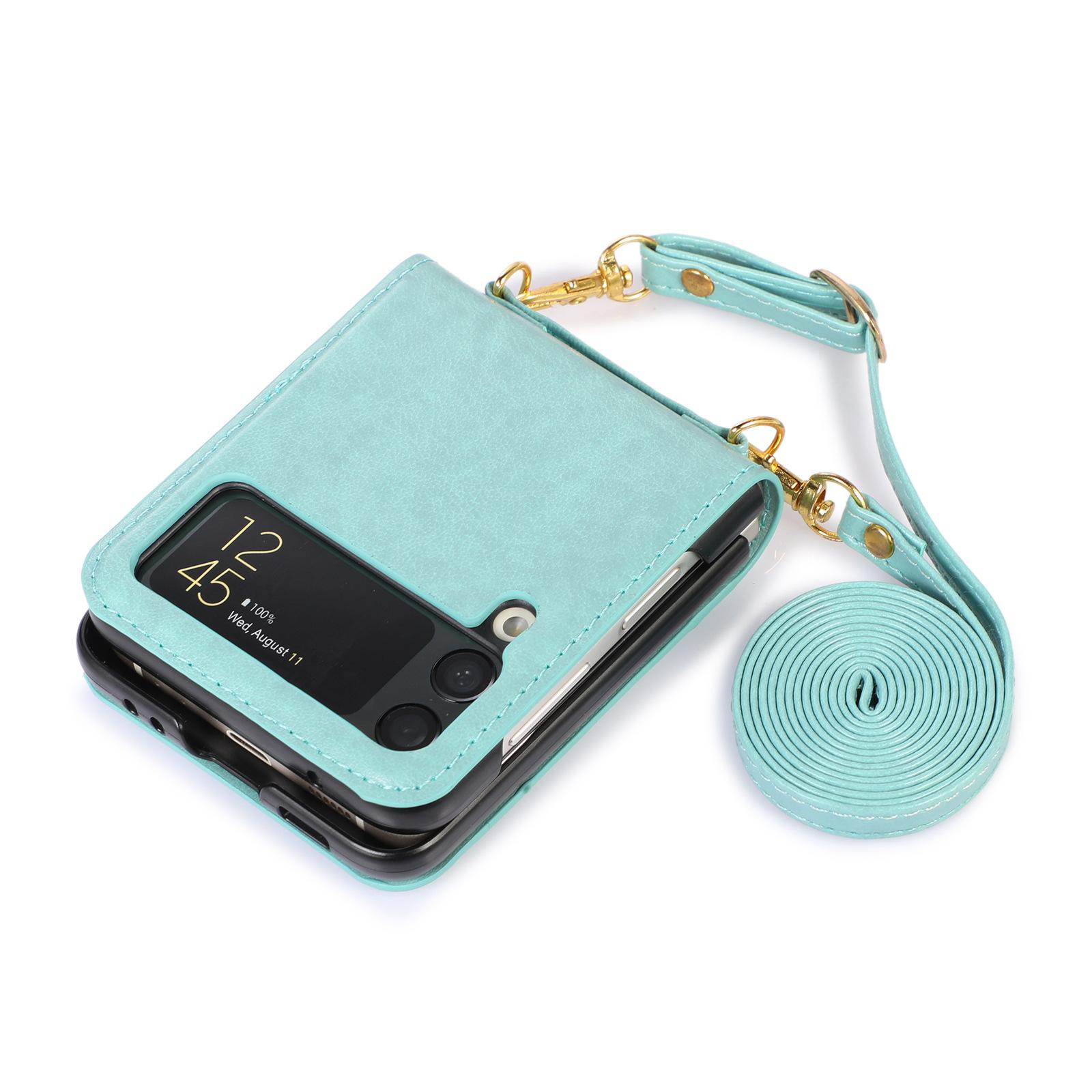 

Новый складной чехол для телефона Z+Flip5 с диагональным экраном Galaxy+Z+Flip4 защитный чехол для вставки карты Samsung Z+Flip4 светло-синий