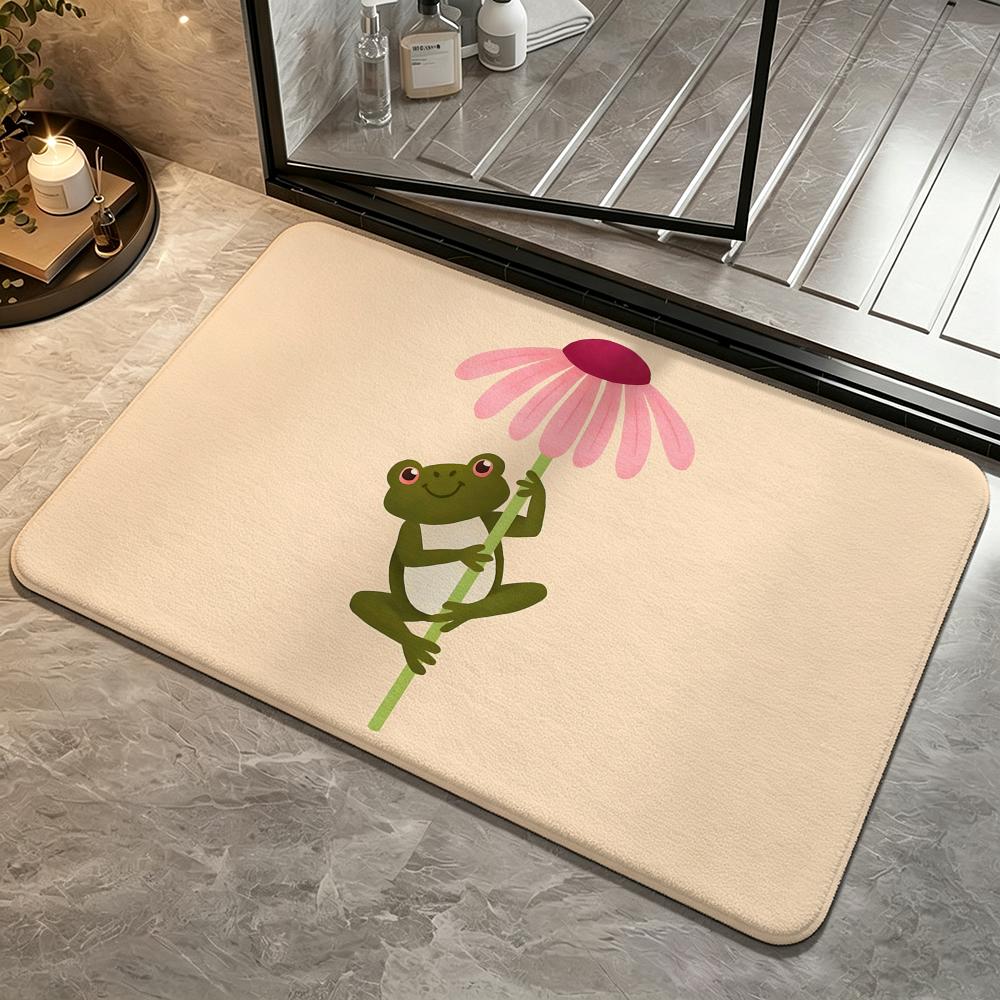 Little Umbrella-Holding Frog Floor Mat Bedroom Carpet, Bathroom Foot Mat, Doormat, Non-Slip Absorbent Multi-Use