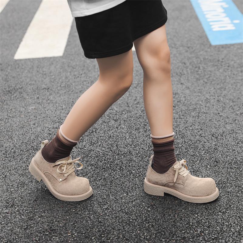 Retro Distressed Men's & Women's Round Toe Platform Derby Shoes - Autumn Collection 14411-J