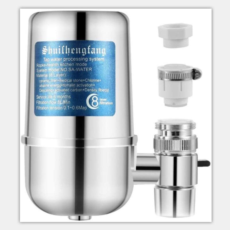 Ceramic Faucet Water Filter, Tap Water Purifier for Kitchen, Chlorine Removal Home Water Filtration System for Washing Vegetables & Dishes