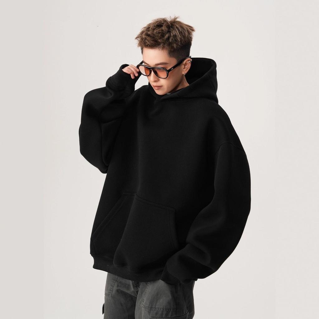 Herren Schwergewicht Boxy Amerikanischer Stil Cleanfit Locker Kurz Hoodie