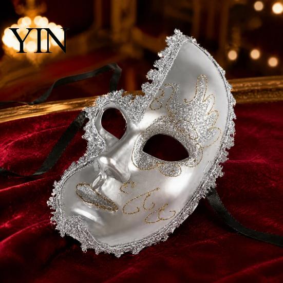 Masque Déguisement Fête de Noël Mascarade pour Hommes Femmes, Masque Bal Vénitien, Style Dentelle Vintage Bal Masqué Demi-Visage Halloween Costume Cosplay,