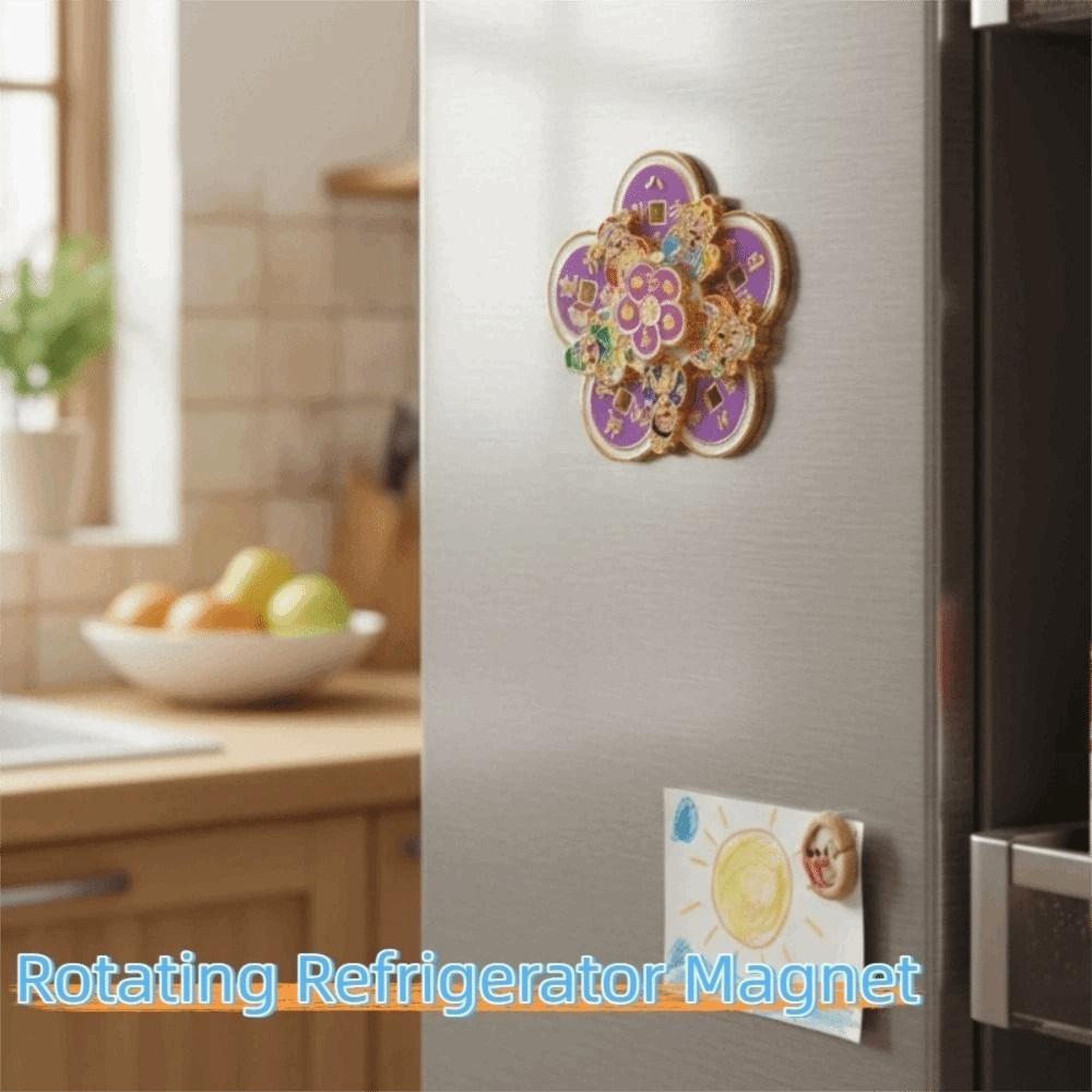 3D Rotating Refrigerator Magnet Traditional Lucky Charm Holiday Blessing Decoration Handmade Cartoon God of Wealth Sticker
