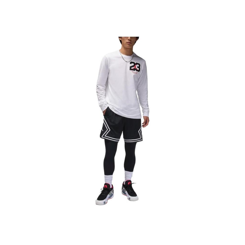 Jordan Logo Graphic Outdoor Casual Sports Crew Neck Long Sleeve T-Shirt Men Tops White FZ1981-100