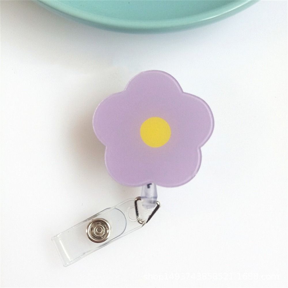 Flower Nurse Badge Reel Name Tag Easy Pull Buckle Retractable Badge Holder  Office School Supplies