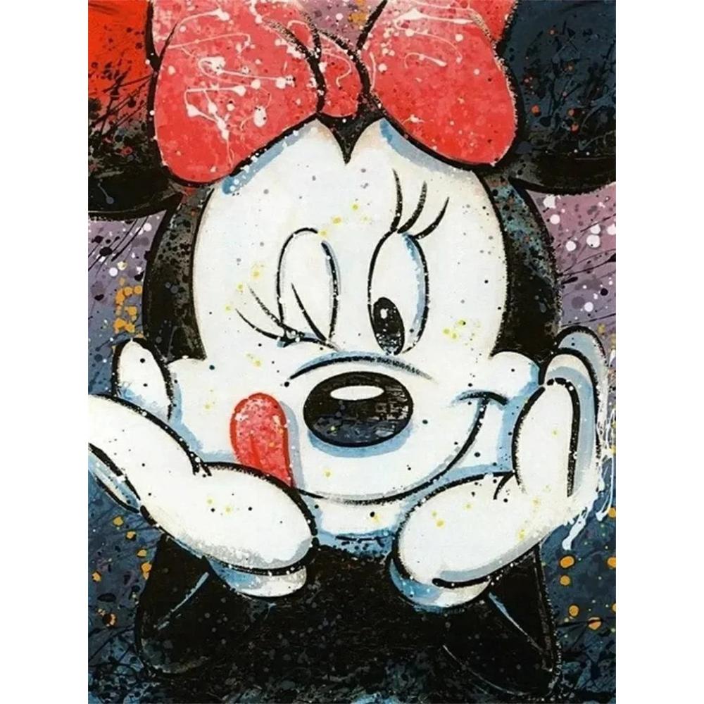 

Disney Diamond Painting Minnie Mouse Splatter Art Style Portrait Illustration Cartoon Diamond Painting Full Diamond Cross Stitch DIY Gift Home Decor Round 20x30cm