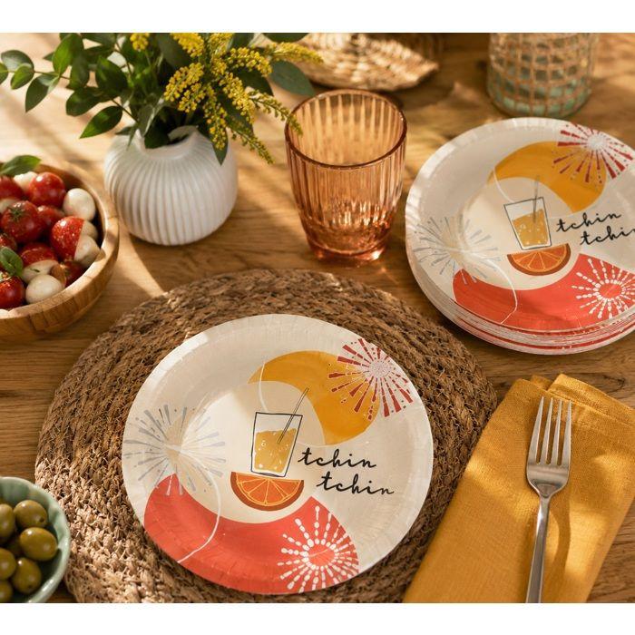 Set de 10 assiettes en carton 23 cm Apero tchin