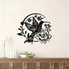 Hummingbird Flowers Metal Wall Art Powder Coated Iron Flying Bird Bloom Sculpture for Nature Lovers Living Room Decor Year Round Holiday Gift Wedding