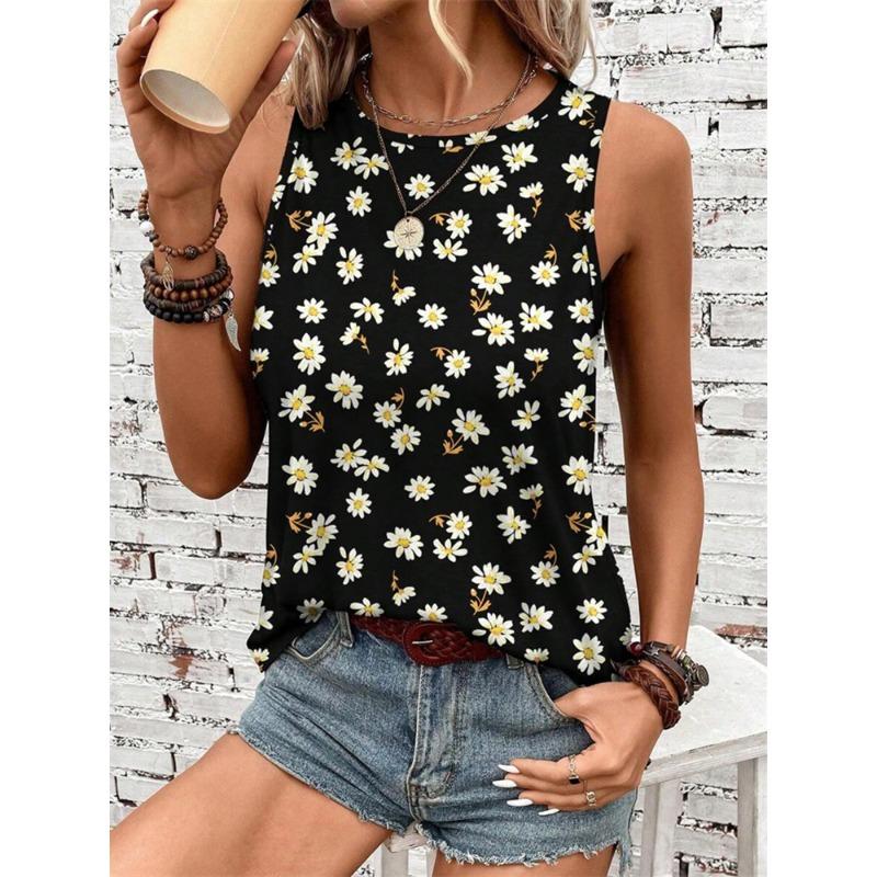 2026 New Women's Crew Neck Tank Top Leopard Print And Love Print Women's Tank Top Street Fashion Women's Casual Tank Top