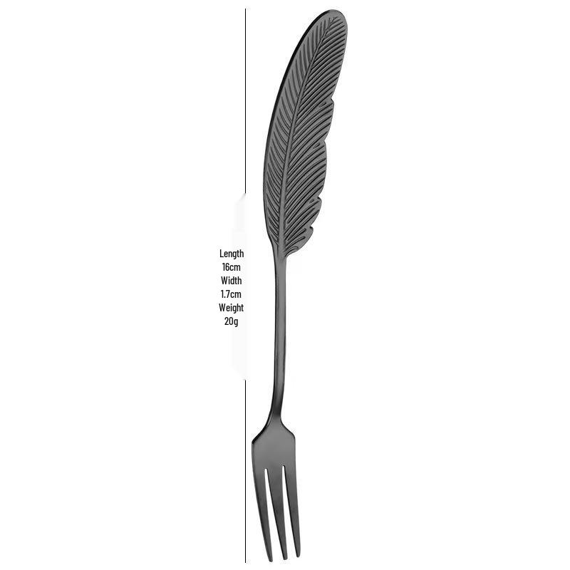 Creative Feather Stainless Steel Fork & Spoon Set for Dessert and Coffee