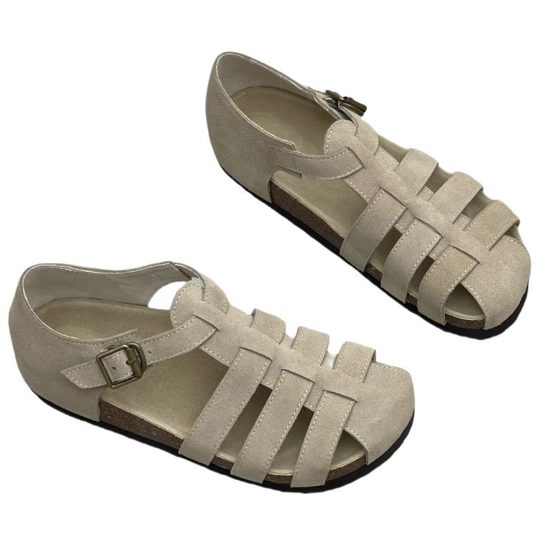 New Round-toed Women's Shoes Flat Woven Flip-top Sandals